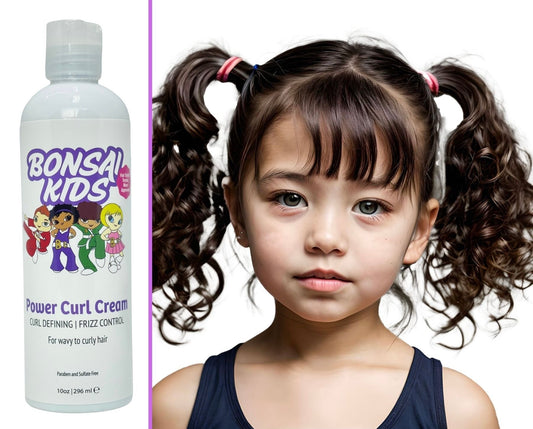 Bonsai Kids Curl Cream – Anti-Frizz Curl Definer for Wavy & Curly Kids Hair (10 oz)