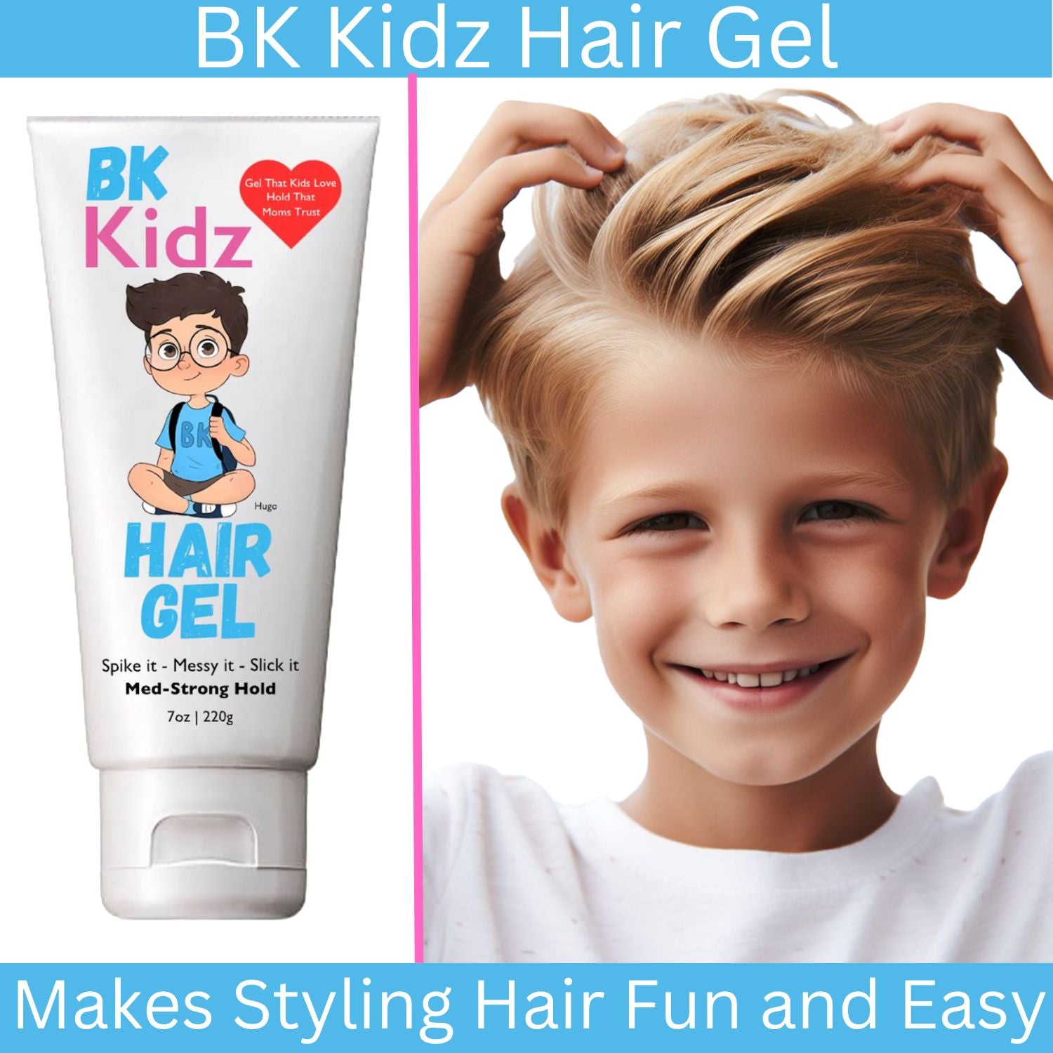 BK Kidz Hair Gel - 7 oz -Shop Bonsai Kidz Hair Gel for strong hold and natural shine. Perfect for boys, toddlers, ponytails, and biracial hair. Enjoy a blueberry scent and all-day hold.