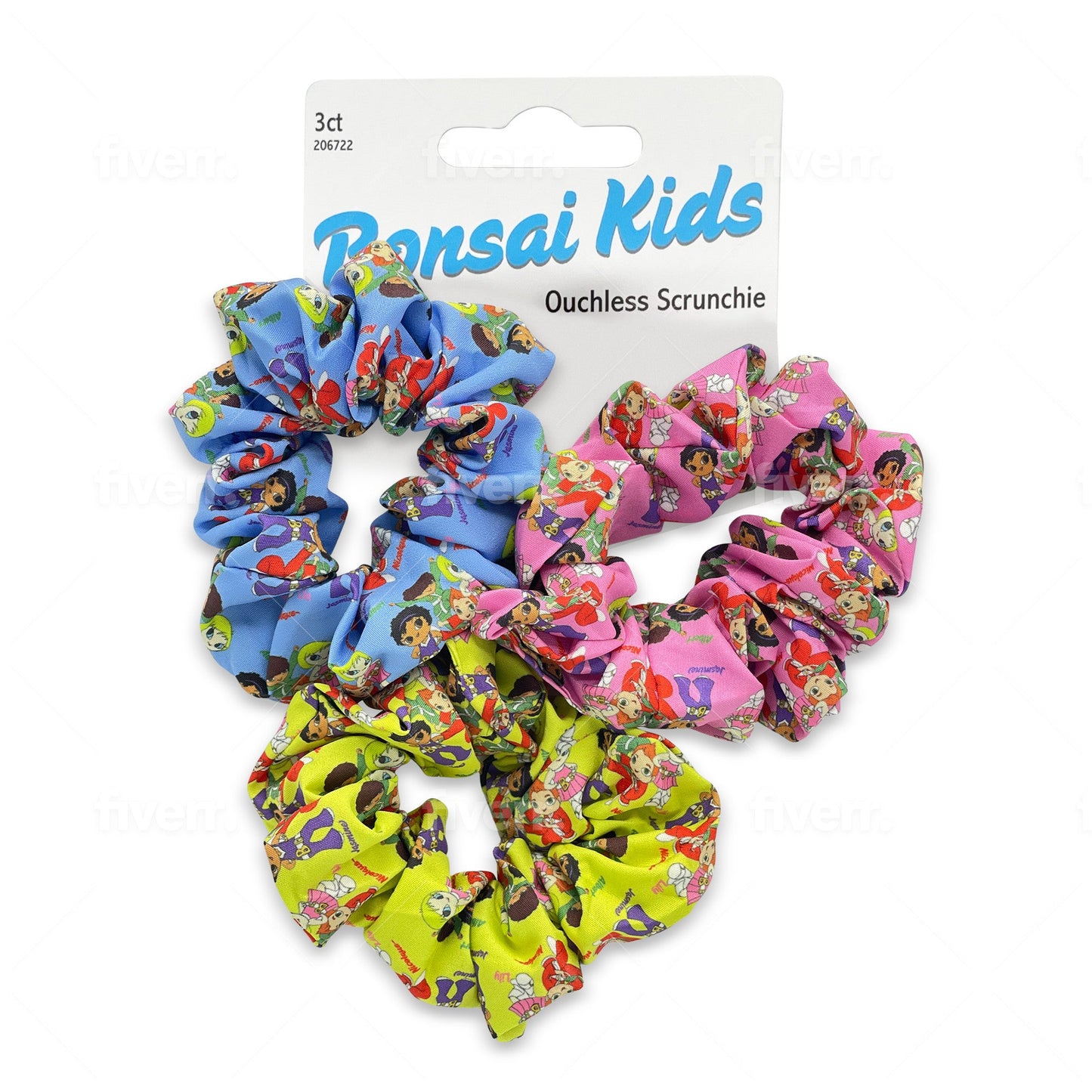 Bonsai Kids Ouchless Scrunchies - Hair Tie Ponytail Holder - 3pcs set