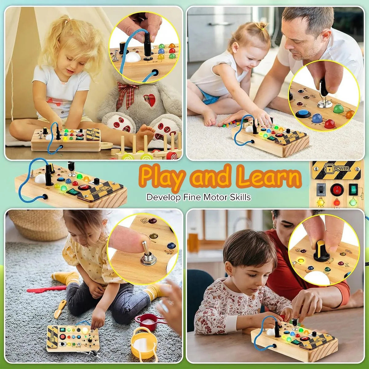 wooden Montessori kids Busy Board