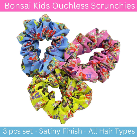 Bonsai Kids Ouchless Scrunchies - Hair Tie Ponytail Holder - 3pcs set