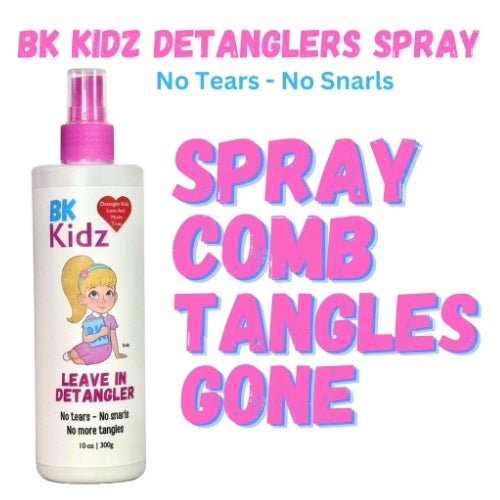 BK Kidz detanglers spray bottle with text on a white background